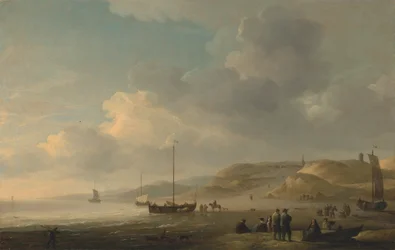 La costa vicino a Scheveningen con pescherecci sulla riva